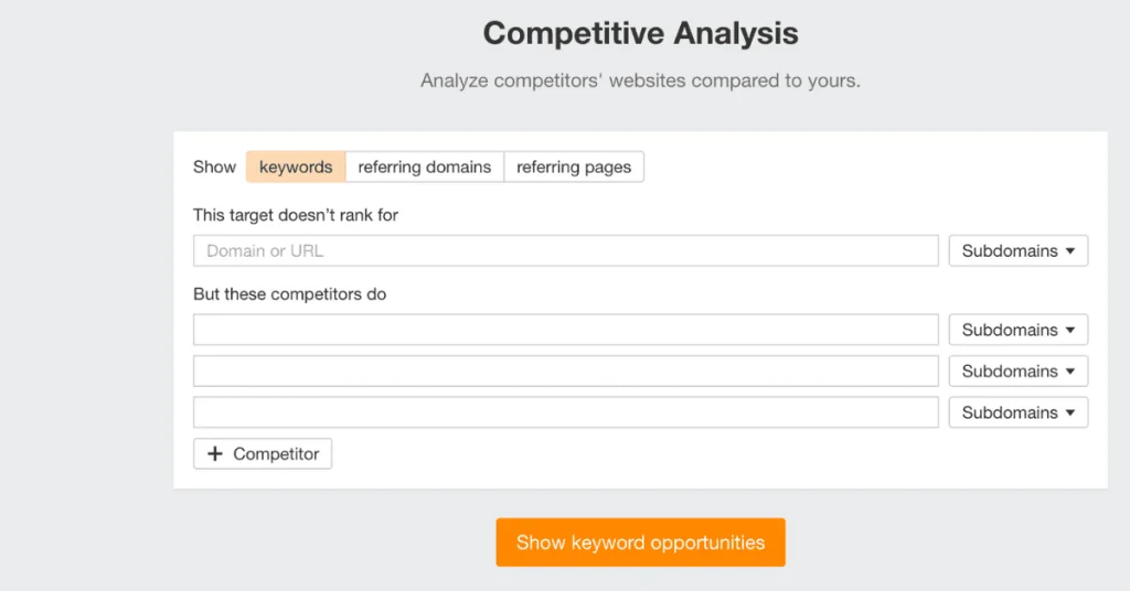 Ahref helps to perform competitive analysis